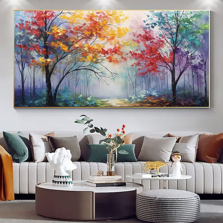 Abstract Autumn Forest Oil Painting Canvas Wall Art