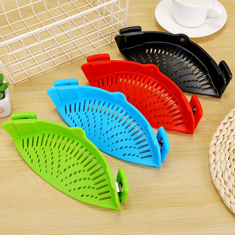 Silicone Clip-On Pot Strainer Funnel Colander Tool