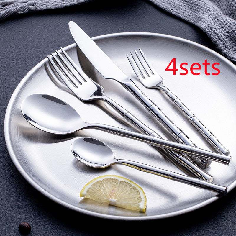 Golden Steak Cutlery Set With Spoon For Dining Table