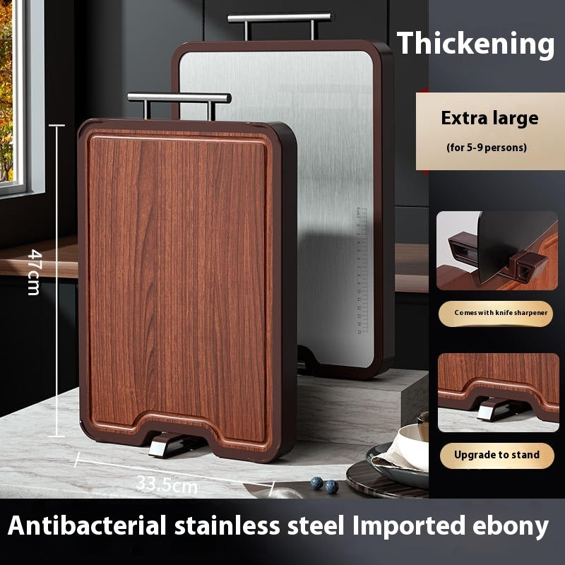 Double Sided Stainless Steel Ebony Cutting Board Antibacterial Design