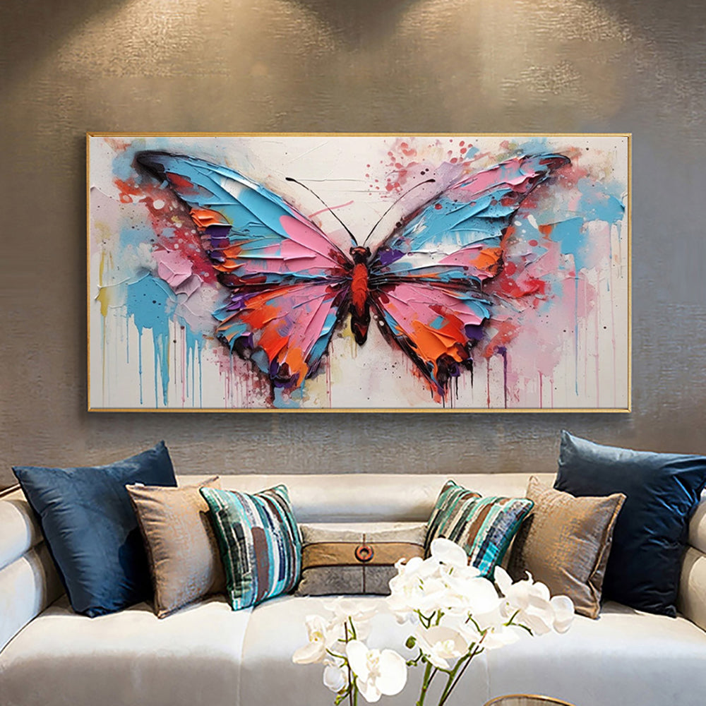 Large Abstract Butterfly Canvas Painting Living Room Wall Decor
