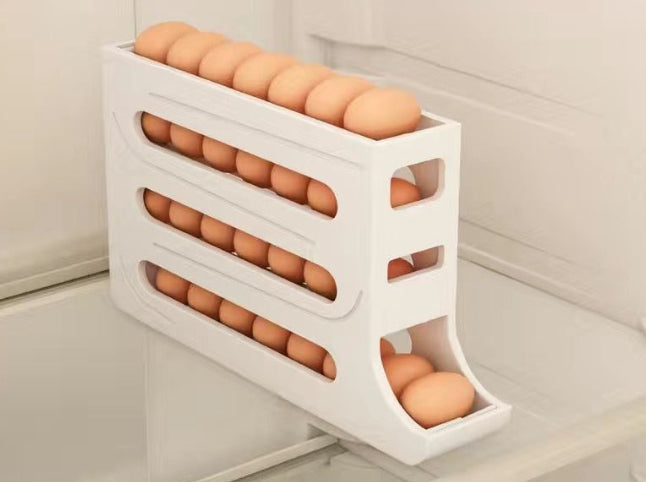 4-Layer Automatic Sliding Egg Storage Tray Refrigerator Holder