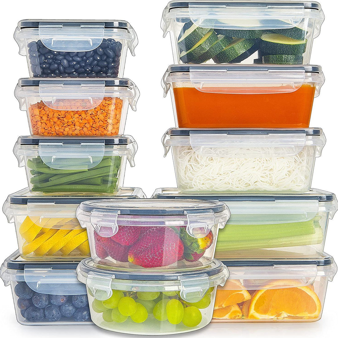 12 Piece Kitchen Cereal Storage Box Set Refrigerator Containers