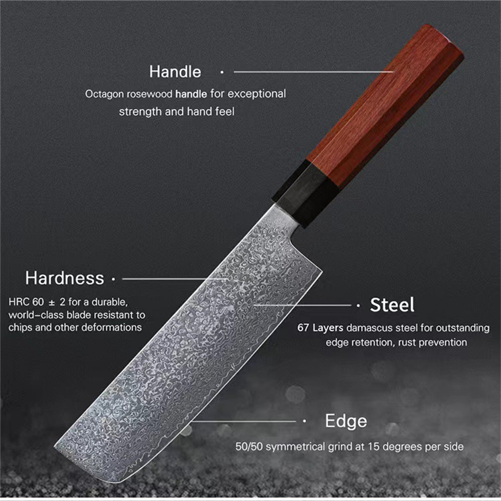 Seven Inch Damascus Steel Kitchen Knife For Precision Cooking