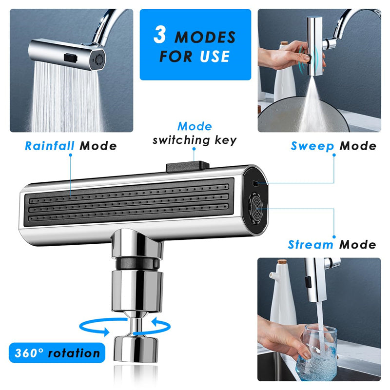 Universal Rotating Waterfall Kitchen Faucet Bubbler Attachment