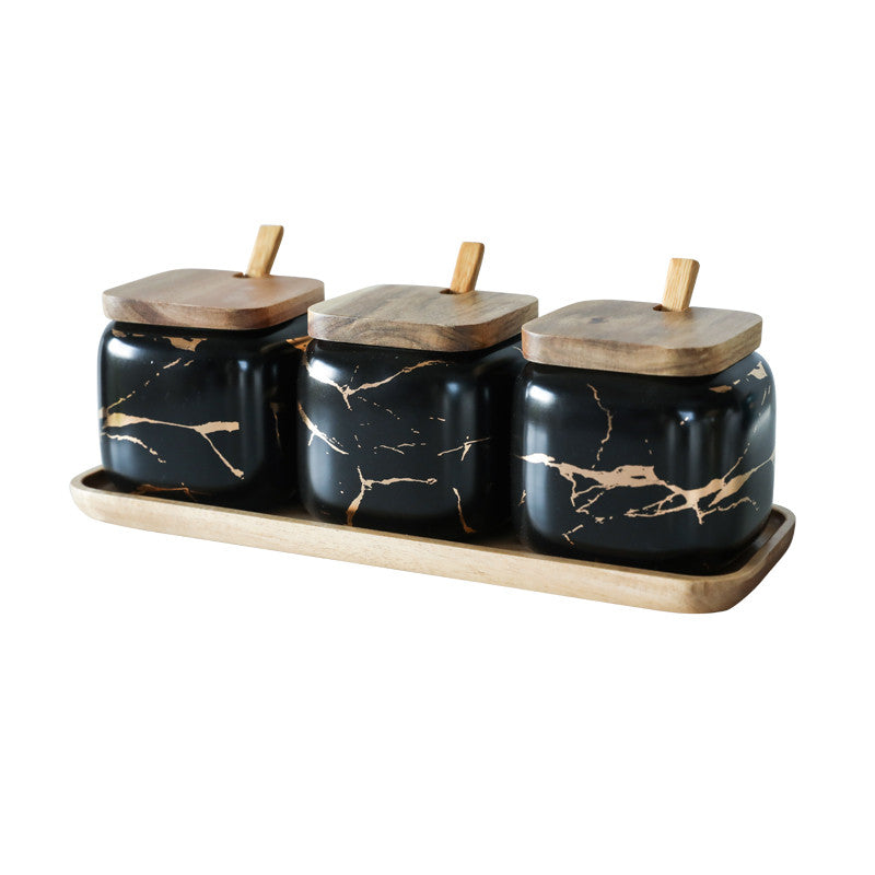 Nordic Gold Marble Storage Jar Set