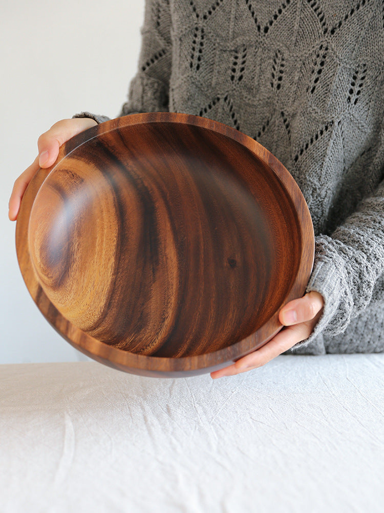 Natural Wooden Fruit Salad Bowl Kitchen Serving Bowl Household Use