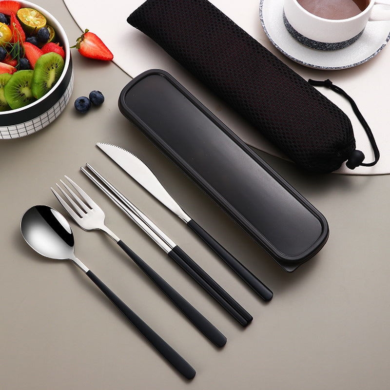 Gold Stainless Steel Portable Cutlery Set With Case
