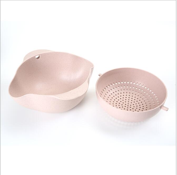 Kitchen Plastic Washing Basin Rice Fruit Sieve Organizer