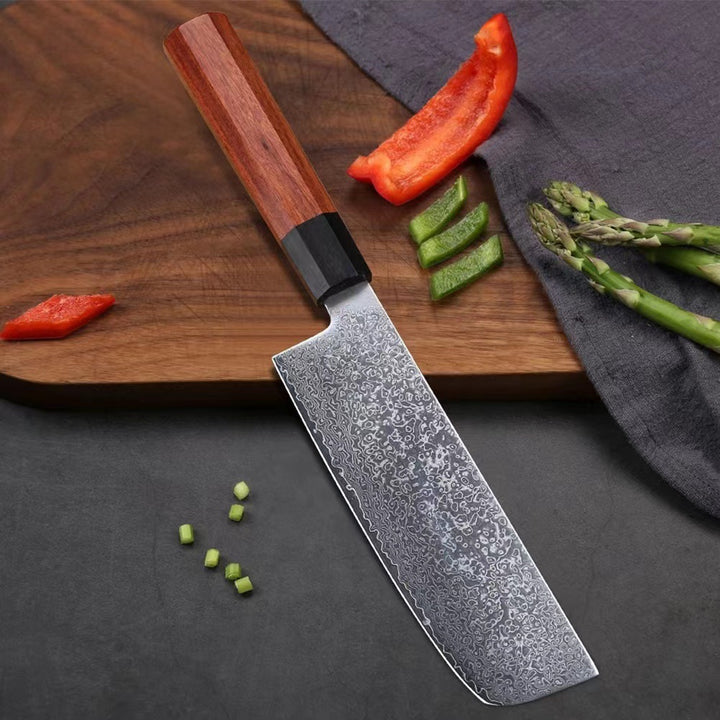 Seven Inch Damascus Steel Kitchen Knife For Precision Cooking