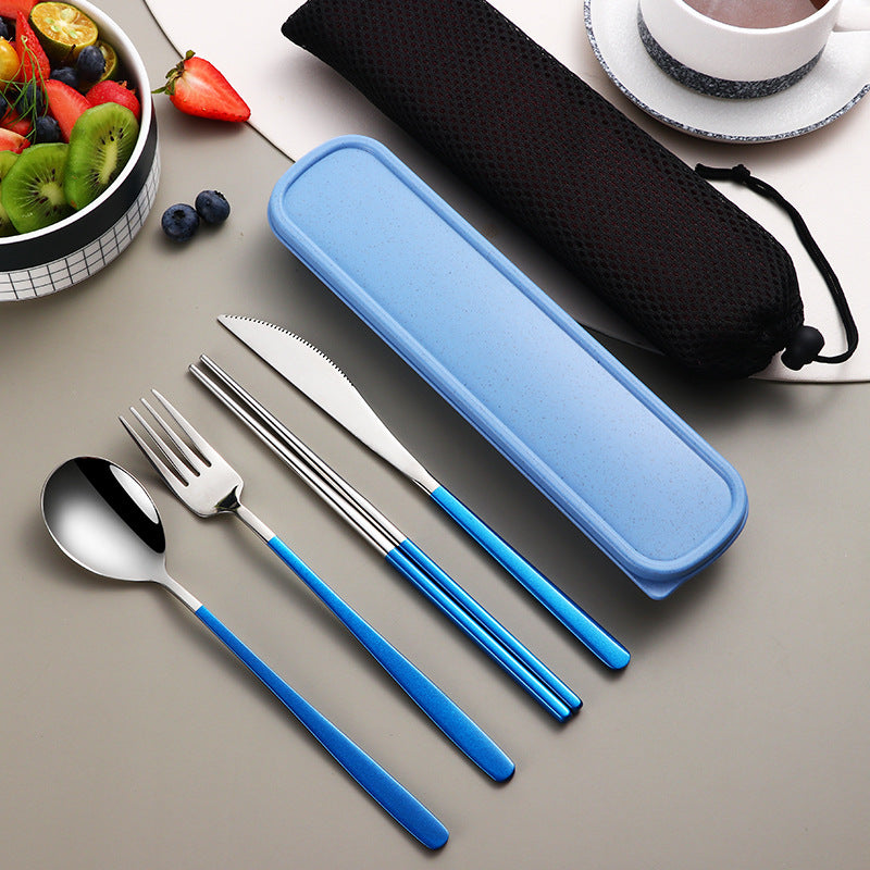 Gold Stainless Steel Portable Cutlery Set With Case