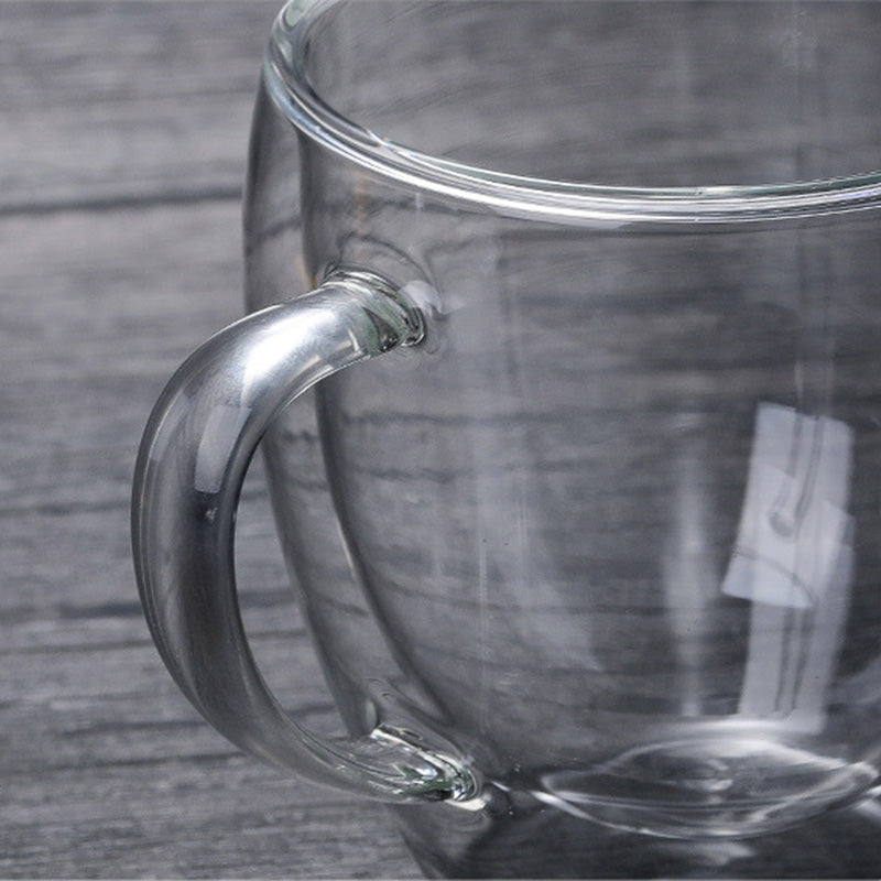 Heat Resistant Double Layer Glass Coffee Cup With Handle