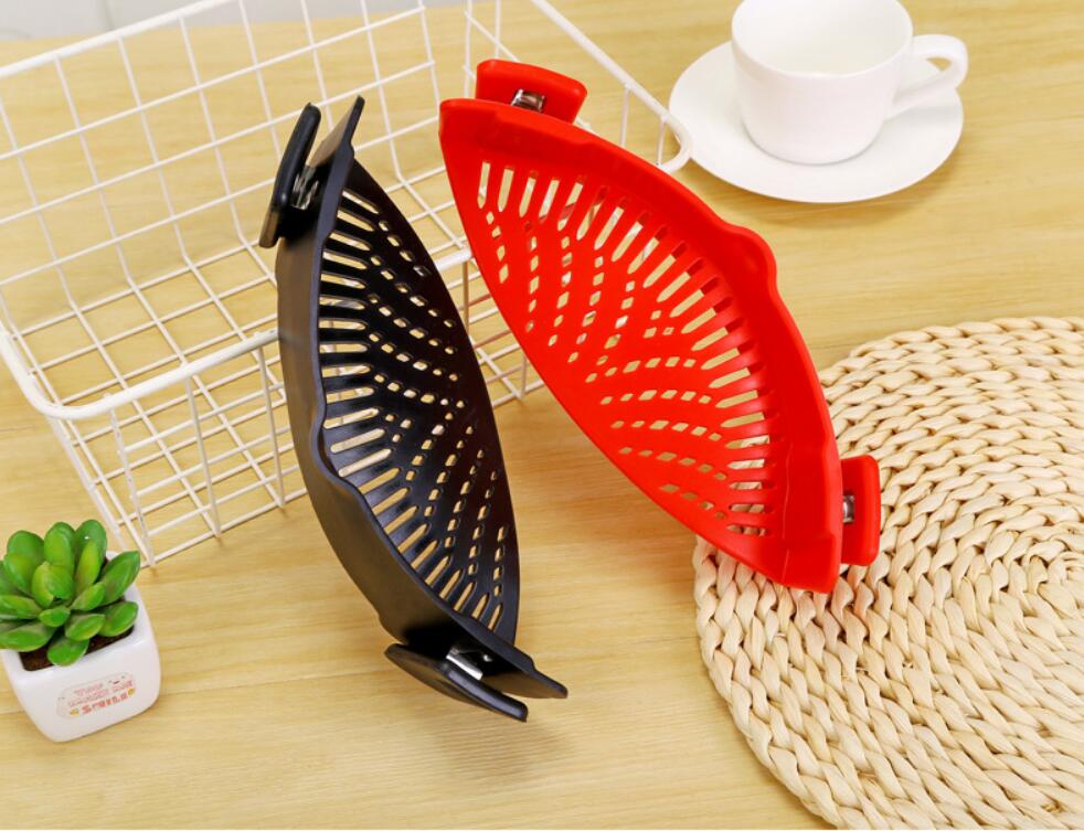 Silicone Clip-On Pot Strainer Funnel Colander Tool