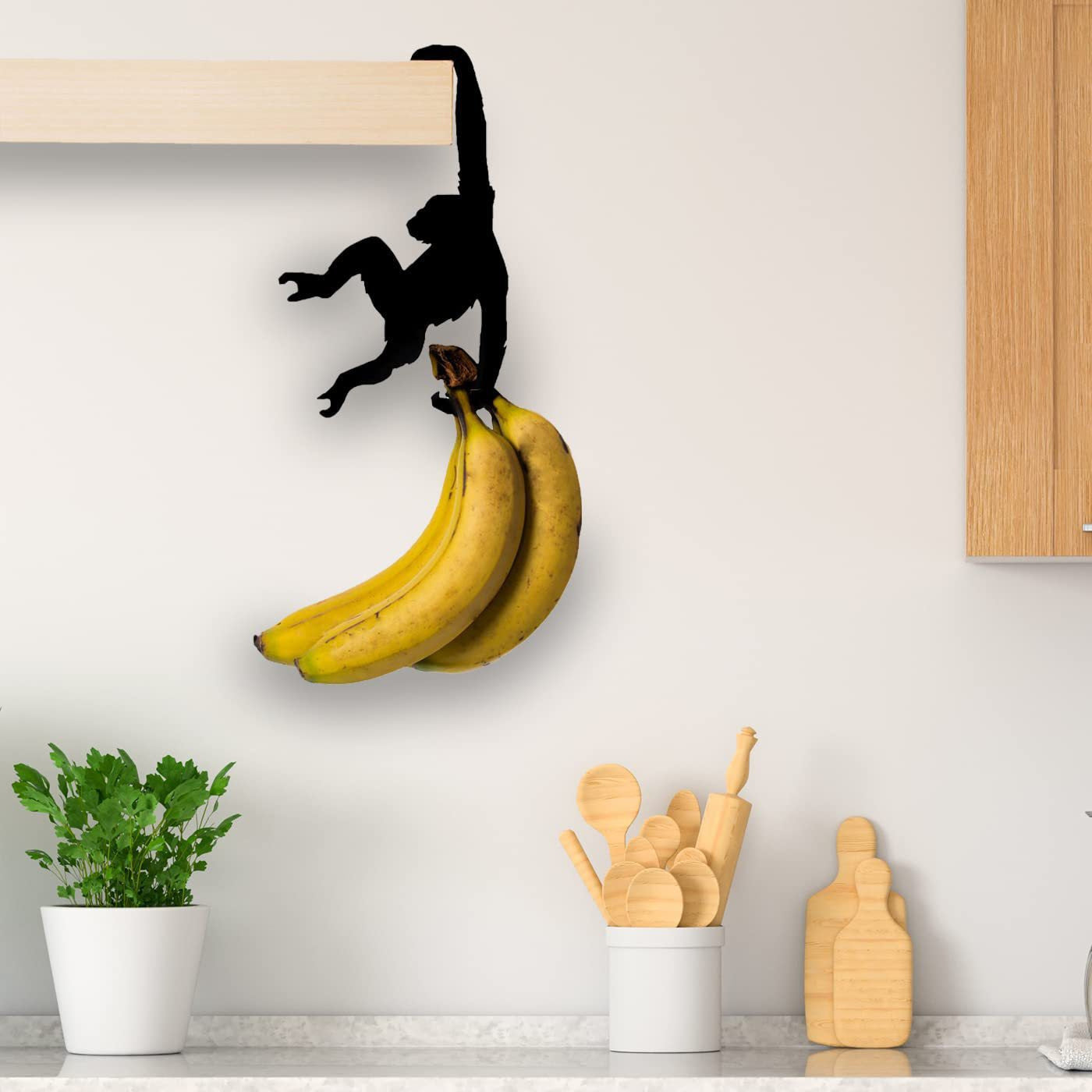 Wooden Monkey Wall Hook Decorative Organizer For Kitchen And Living Room