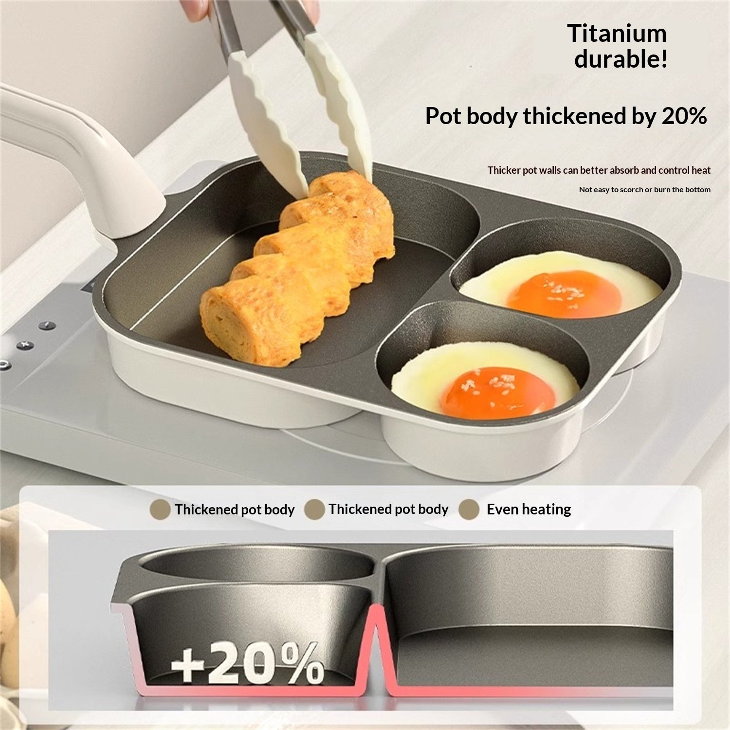 Titanium Ceramic 3-in-1 Breakfast Cooking Pot