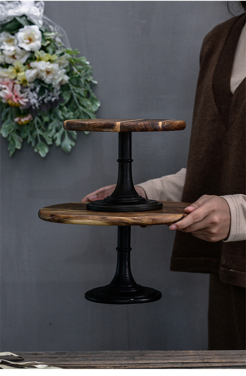 Solid Wood Dessert Cake Stand Tray