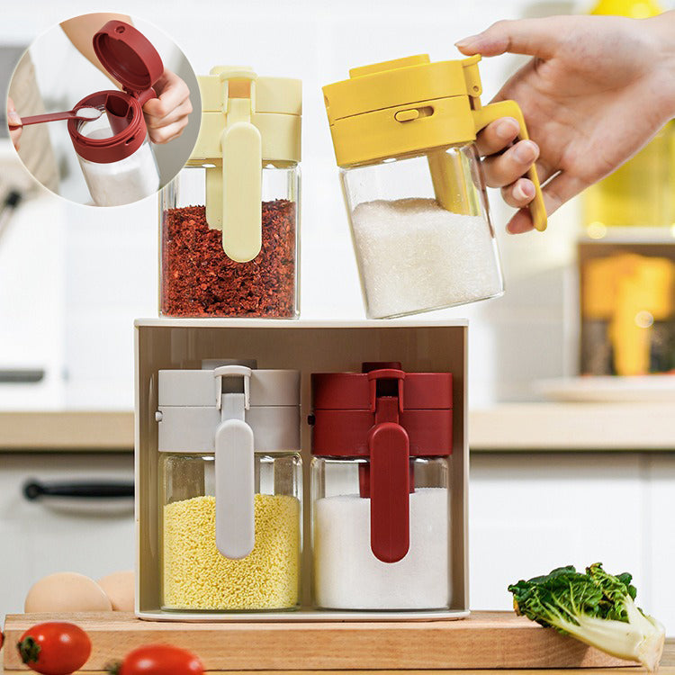 Small Seasoning Jars With Lids And Spoons Spice Containers