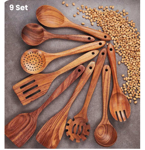 Thailand Teak Wood Kitchen Utensil Set Spoon Ladle Skimmer