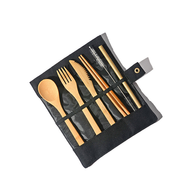Reusable Bamboo Travel Cutlery Set With Pouch