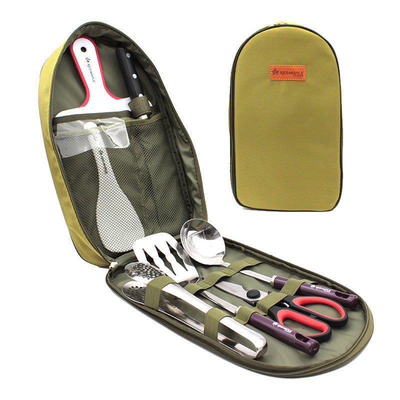 8Pcs Portable Camping Kitchen Utensil Set BBQ Grill Tools