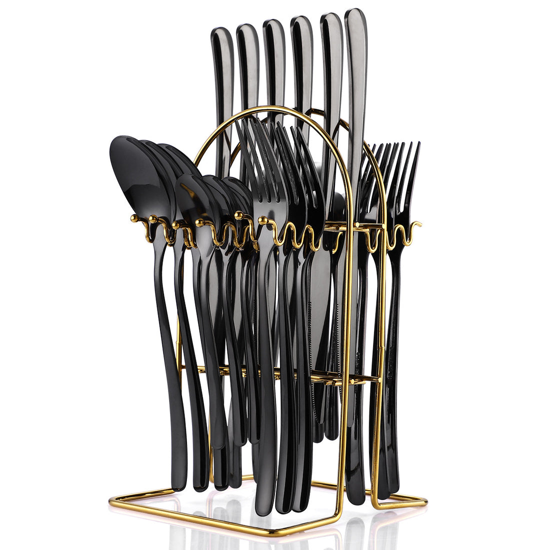 Stainless Steel Cutlery Set 24 Piece With Storage Rack