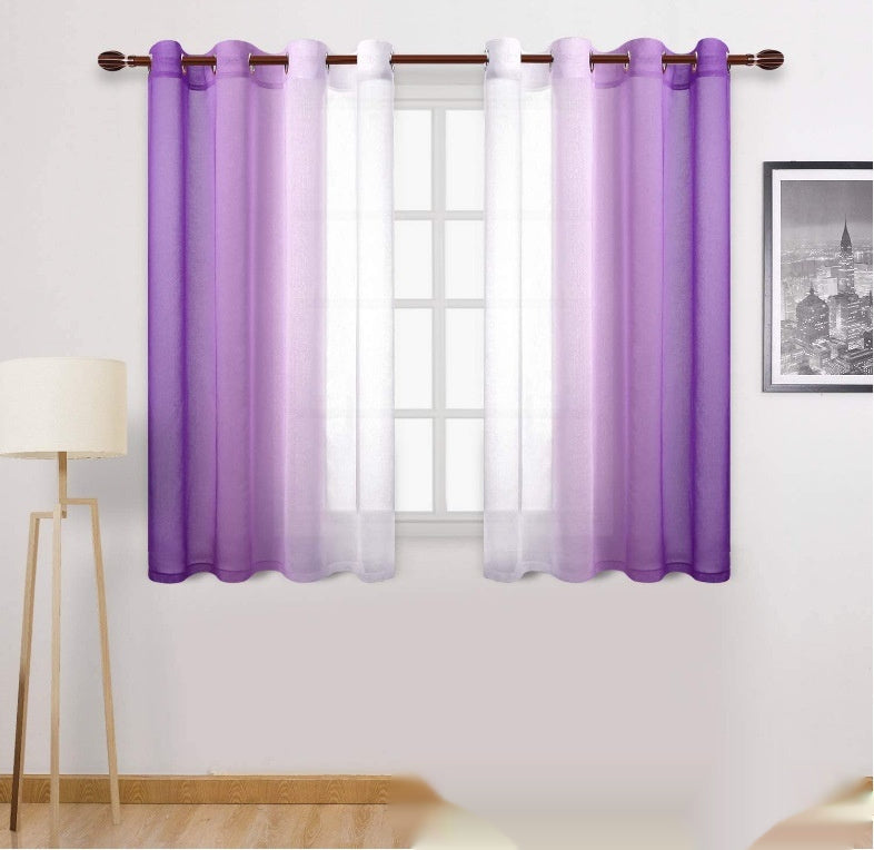 Gradient Sheer Curtains For Balcony With Blackout Curtain Set