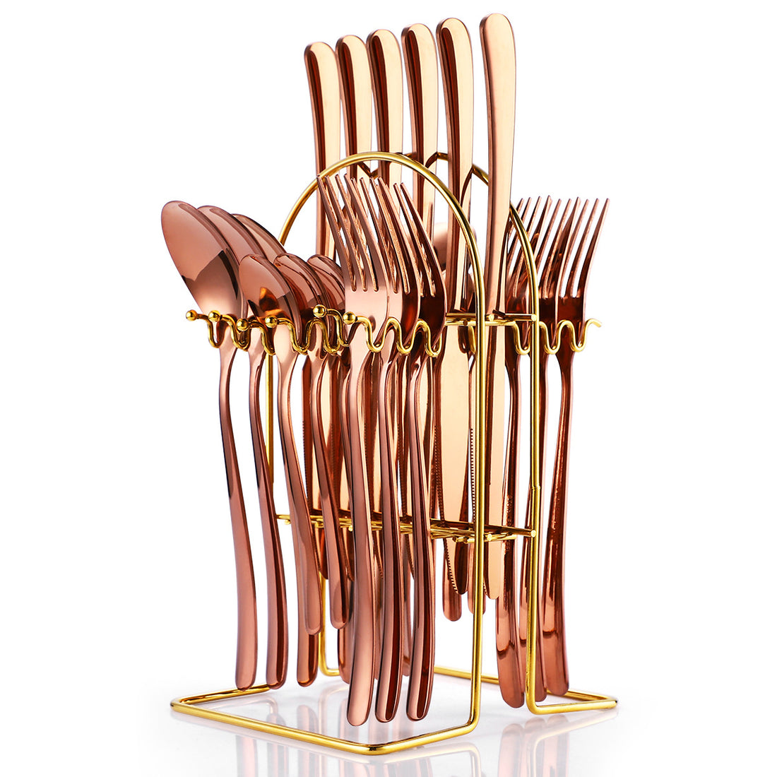 Stainless Steel Cutlery Set 24 Piece With Storage Rack