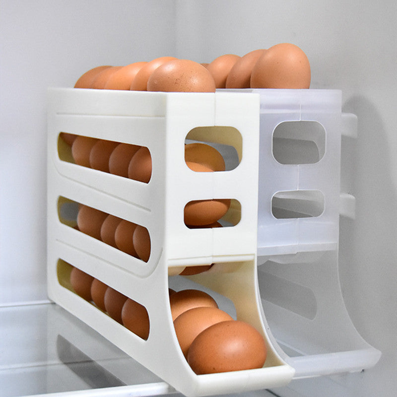 4-Layer Automatic Sliding Egg Storage Tray Refrigerator Holder