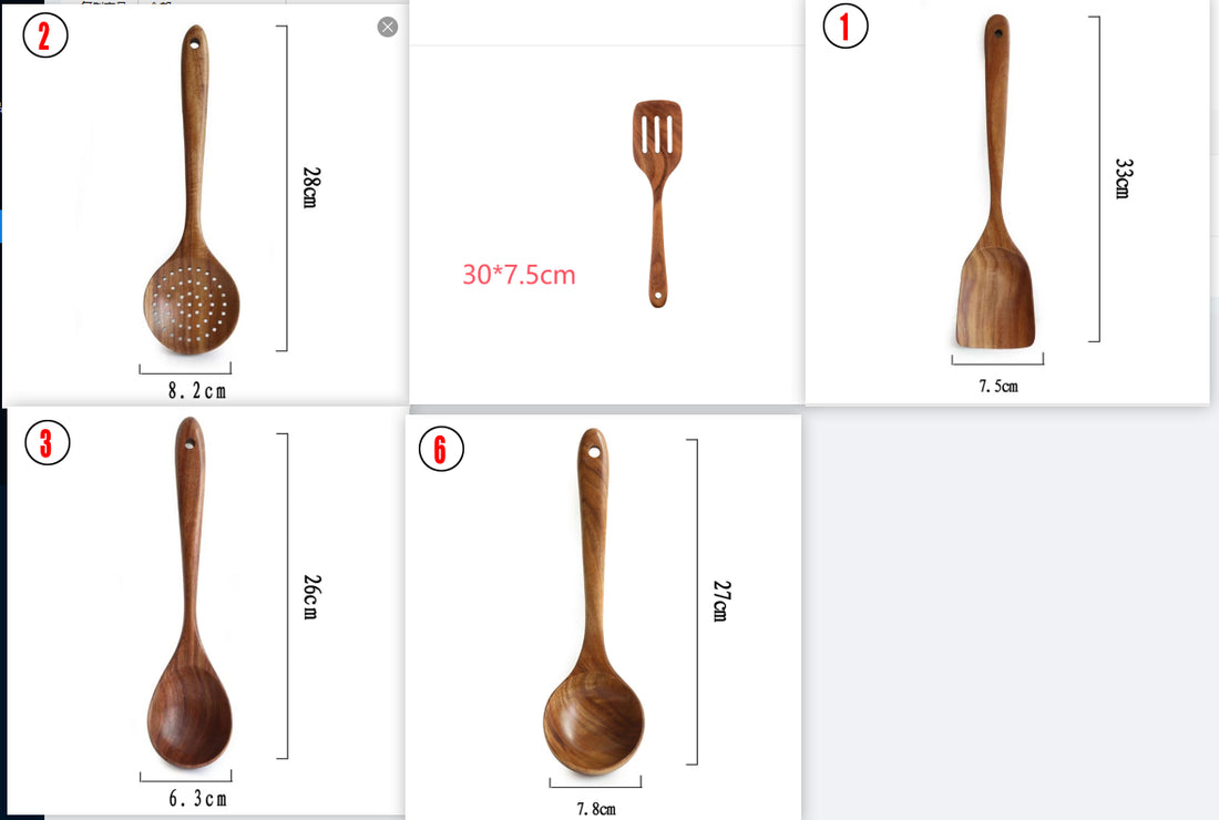 Thailand Teak Wood Kitchen Utensil Set Spoon Ladle Skimmer