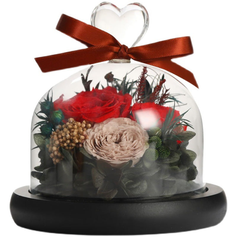 Glass Cover Eternal Rose Gift Box Valentine Birthday Gift