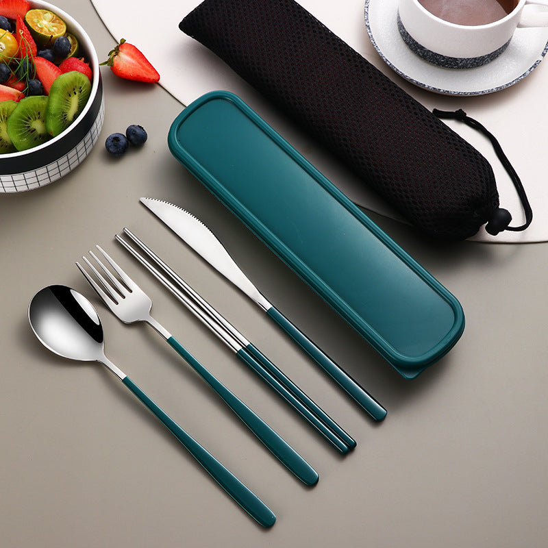 Gold Stainless Steel Portable Cutlery Set With Case