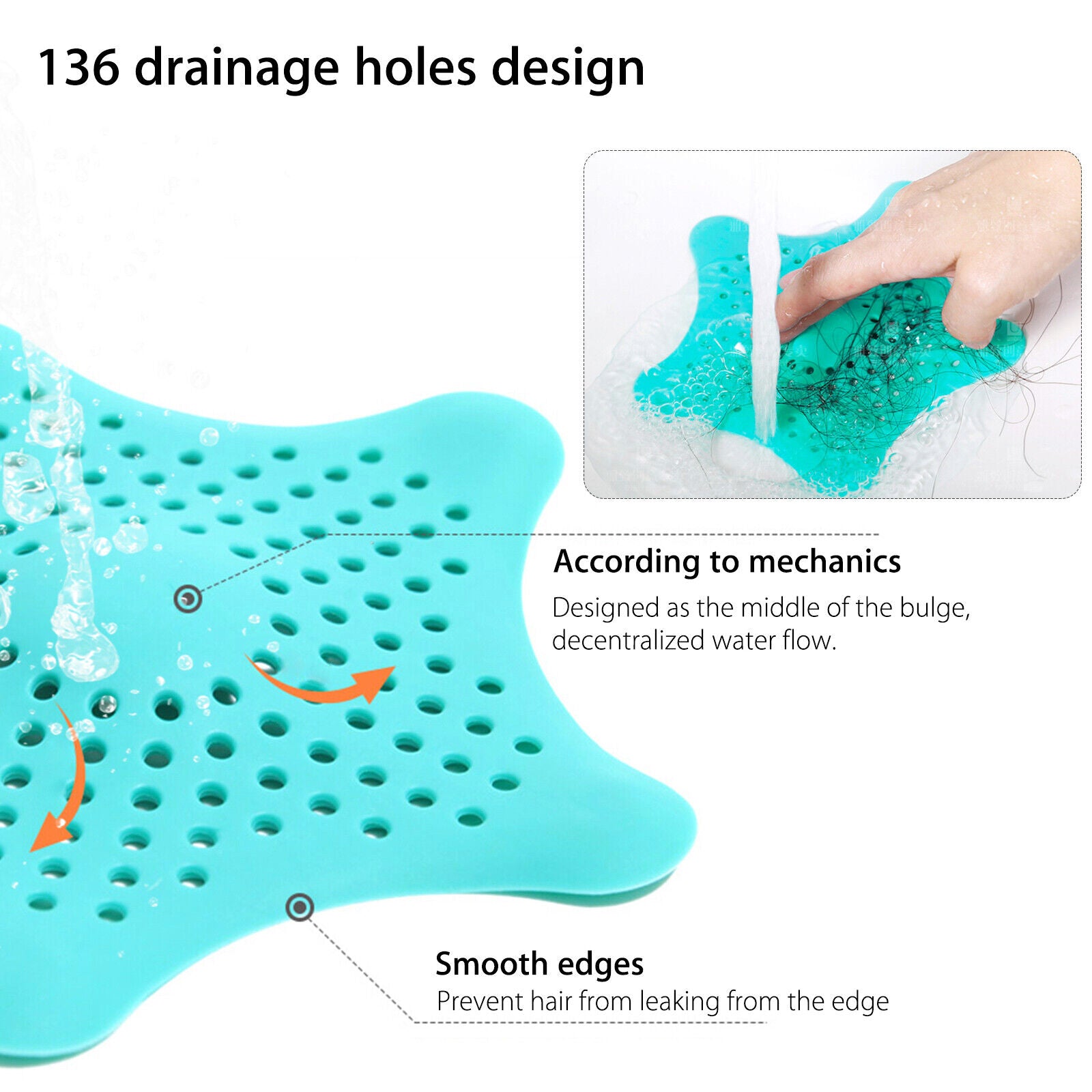 3Pcs Silicone Starfish Sink Drain Hair Catcher Filters