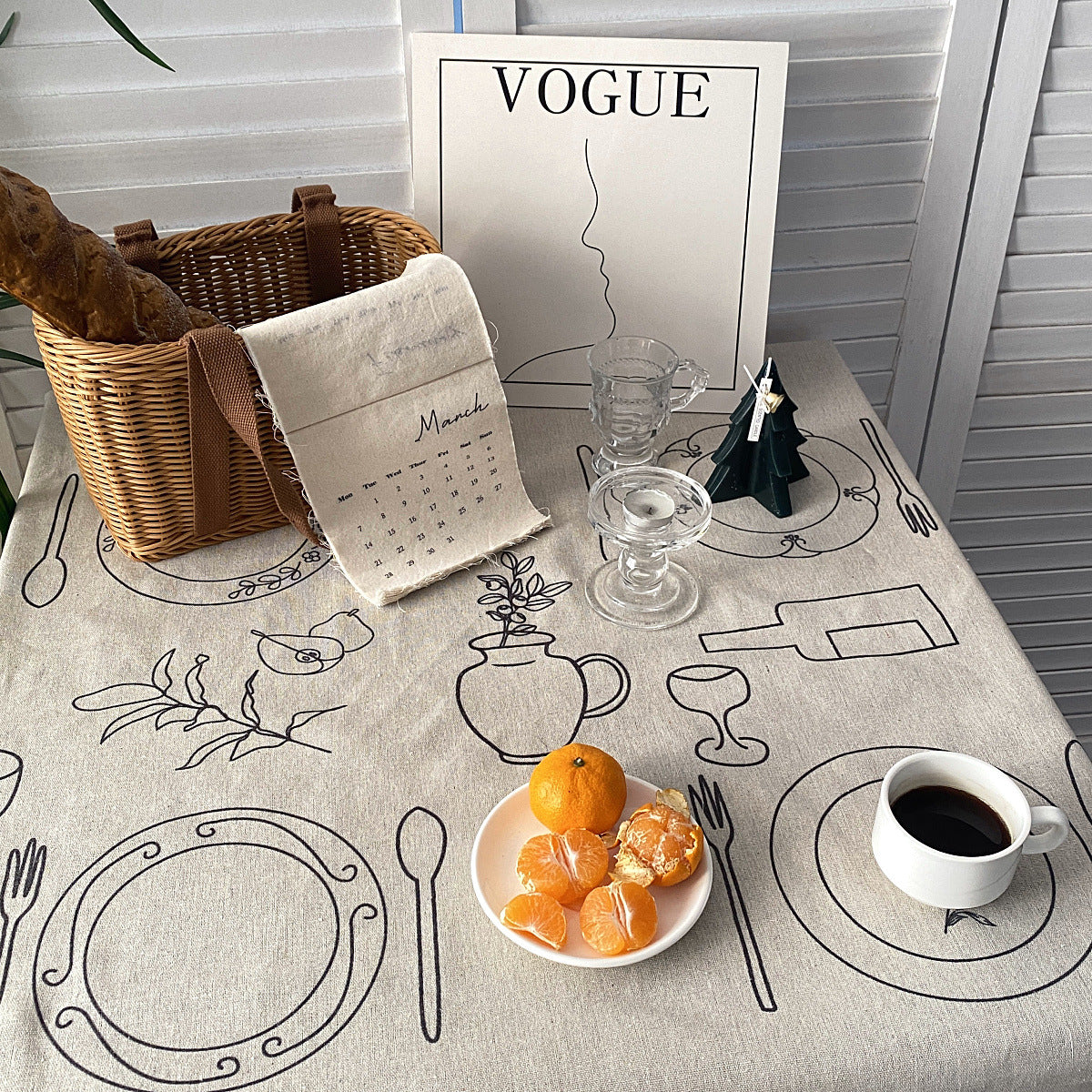 Creative Tablecloth Ins Style Personalized Line Drawing Tablecloth