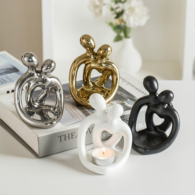 Nordic Ceramic Couple Candle Holders Aromatherapy Decor