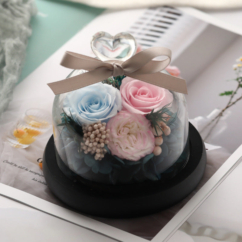Glass Cover Eternal Rose Gift Box Valentine Birthday Gift