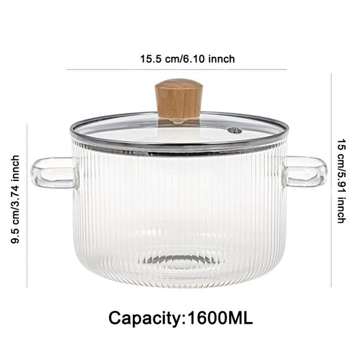 Double-Ear Transparent Glass Milk Pot And Hot Pot Bowl