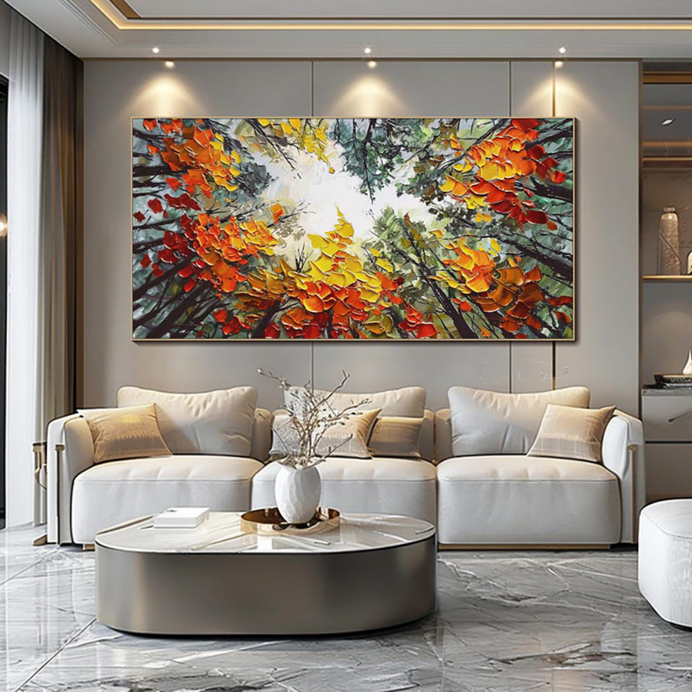 Modern Birch Forest Landscape Oil Painting Wall Decor