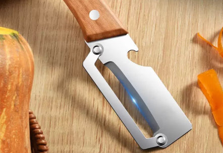Wooden Handle Stainless Steel Vegetable Peeler Bottle Opener 2 In 1