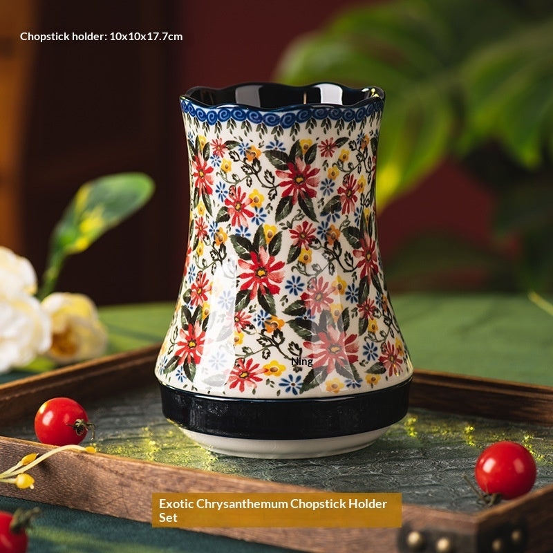 Ceramic Kitchen Chopstick And Spoon Draining Holder