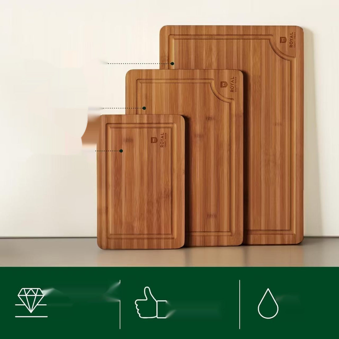 Three Piece Kitchen Cutting Board Set For Organized Food Preparation