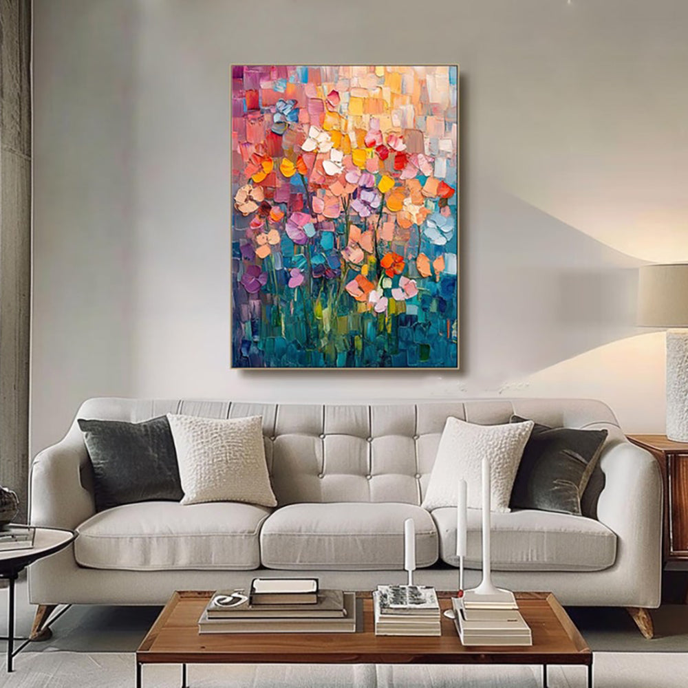 Hand-Painted Abstract Tulip Oil Painting Wall Art