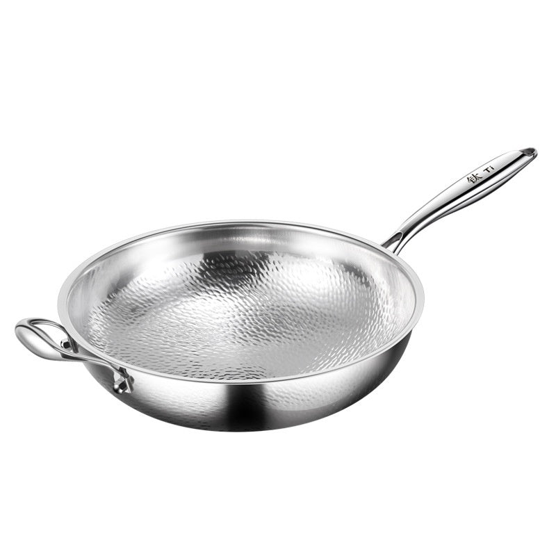 Uncoated Nonstick Pan with Hammered Titanium Finish
