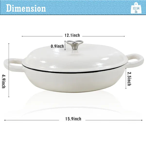 Enameled Cast Iron Dutch Oven 3.8 Quart Nonstick Pot