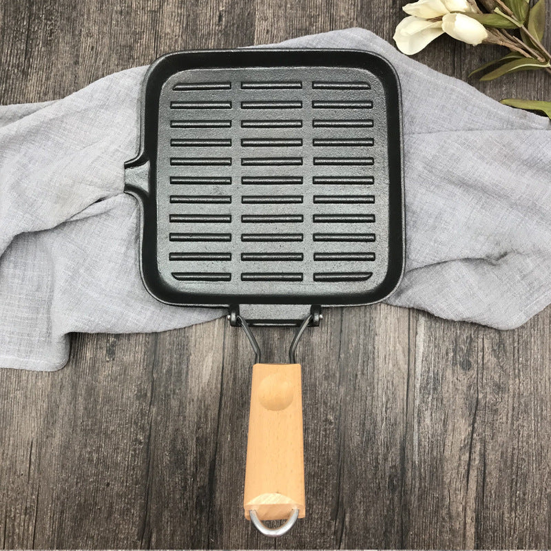 Camping Cast Iron Steak Skillet Foldable Pan