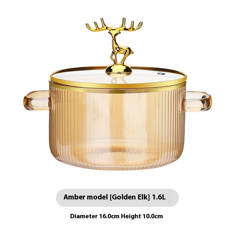 Double-Ear Transparent Glass Milk Pot And Hot Pot Bowl