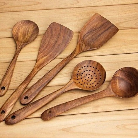 Thailand Teak Wood Kitchen Utensil Set Spoon Ladle Skimmer