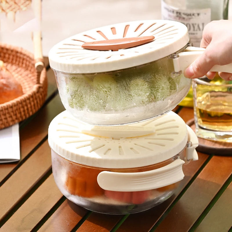 Foldable Fruit Washing Basket With Lid Vegetable Colander Kitchen Box