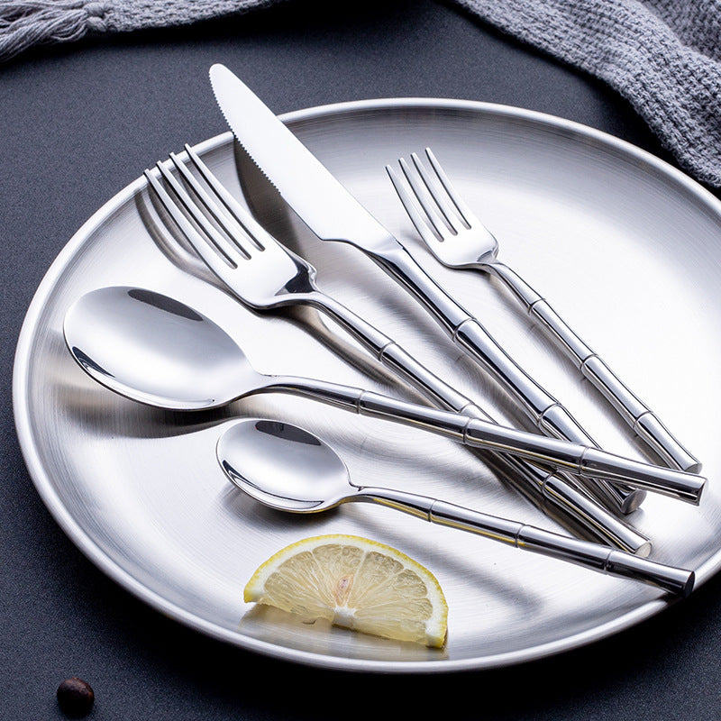 Golden Steak Cutlery Set With Spoon For Dining Table