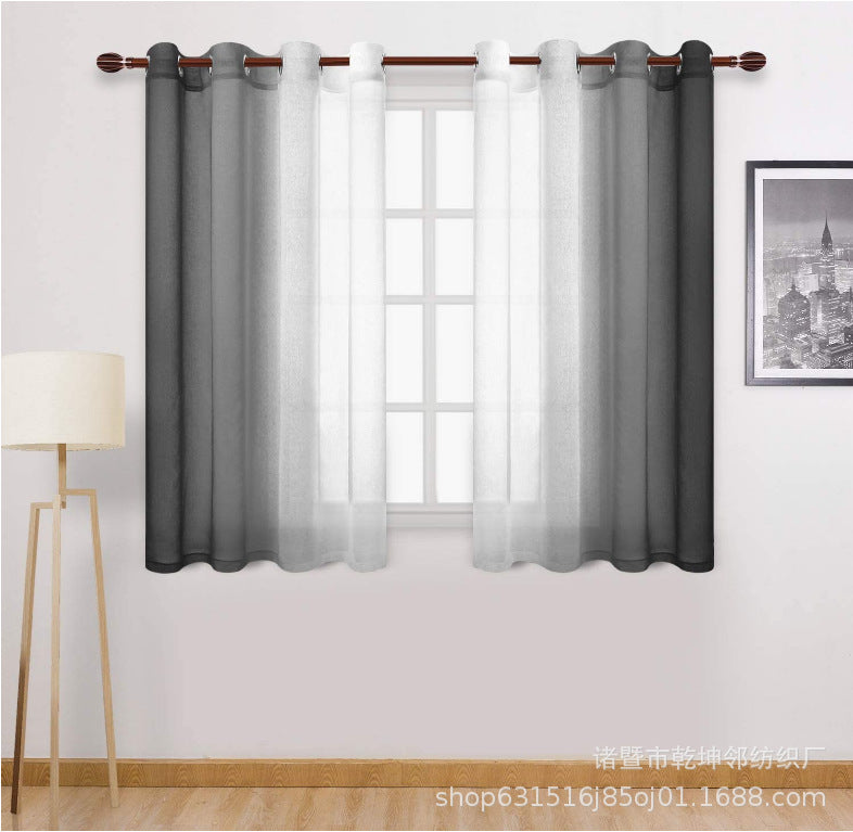 Gradient Sheer Curtains For Balcony With Blackout Curtain Set