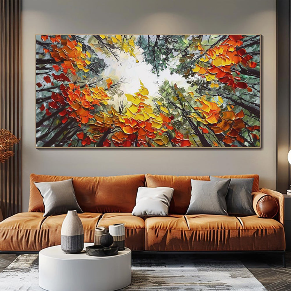Modern Birch Forest Landscape Oil Painting Wall Decor